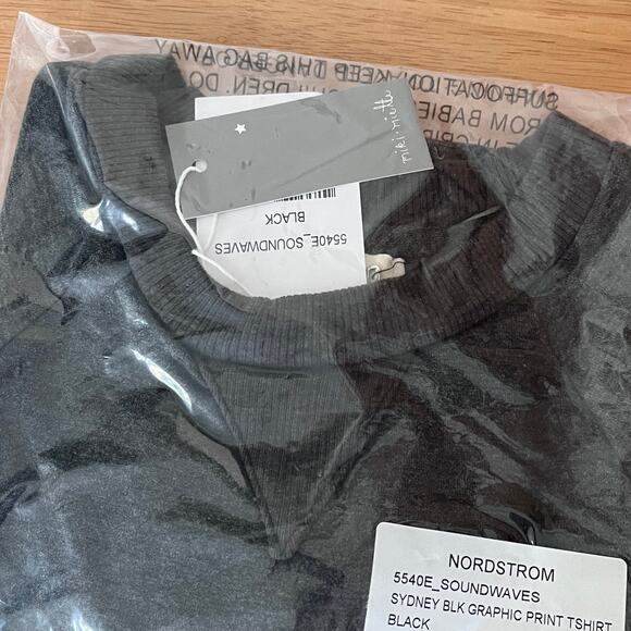 Miki Miette Soundwaves Sydney Black Graphic Short Sleeve Crew T-Shirt 10Y NWT - Picture 4 of 4